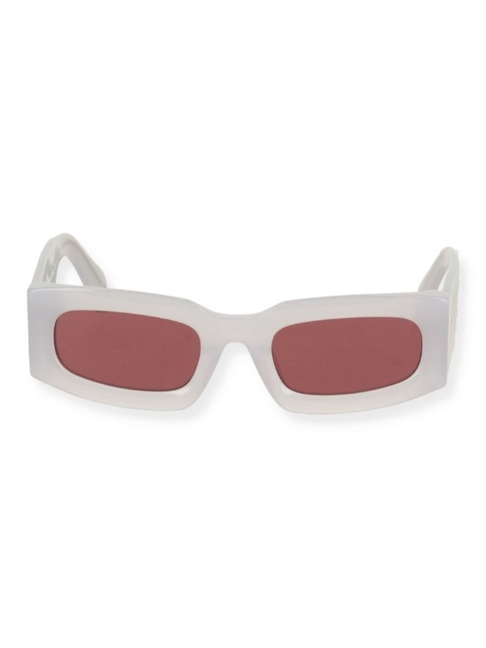 Off-White White Frame Sunglasses with Burgundy-Tinted Lenses